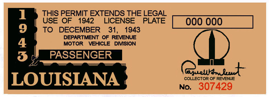 (image for) 1943 Louisiana Registration sticker
